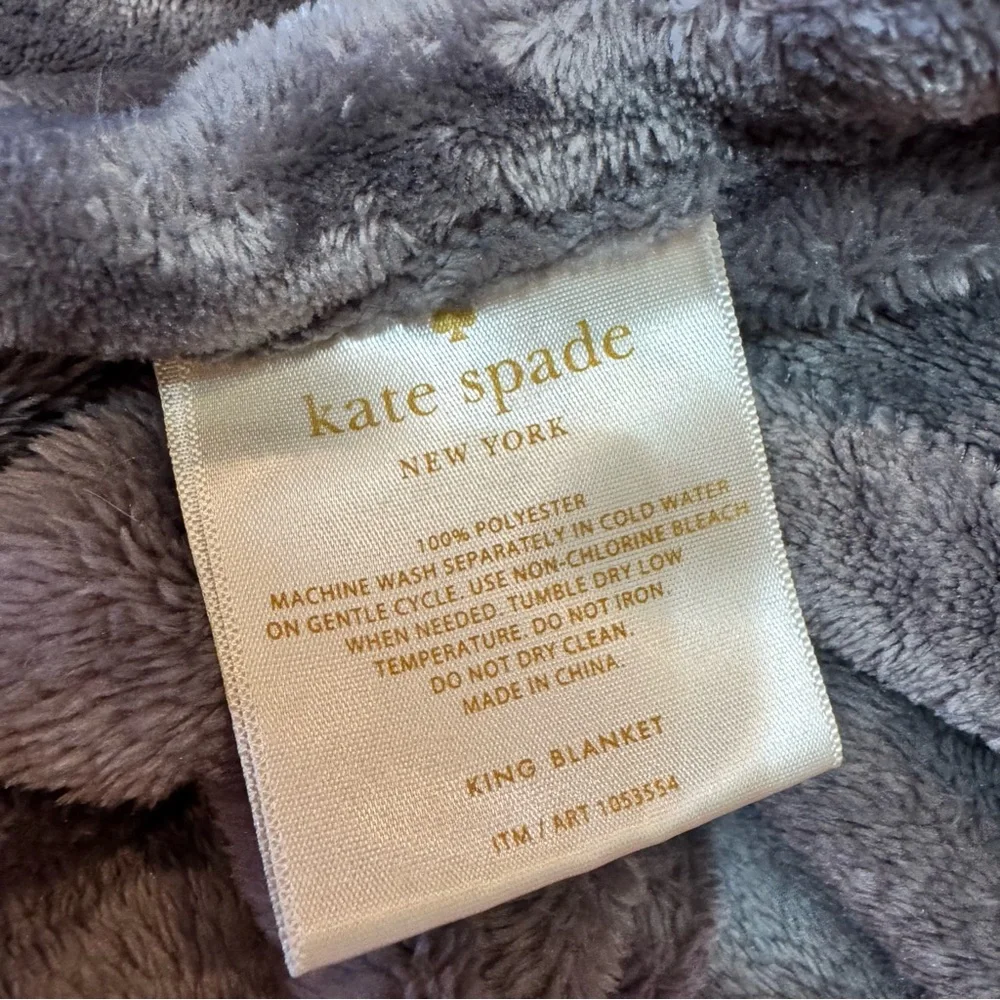 Kate Spade blanket king size throw large grey shiny Soft Gray Blanket rare